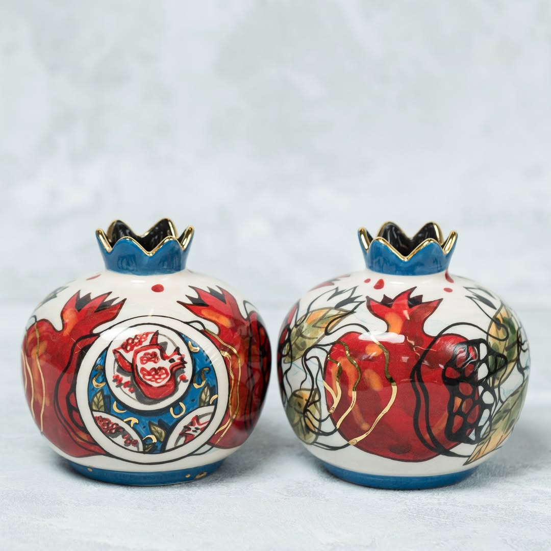 Red Pomegranates" Composition (Vase and Decorative Pomegranates)